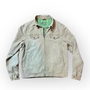 Fossil Brand Jeans Corduroy Full Zip Trucker Jacket With Green Liner Small VTG